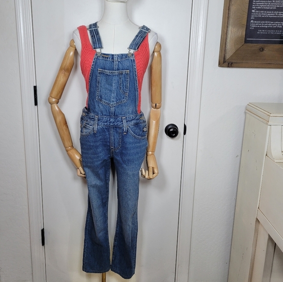 Levi’s Premium Denim Overalls Women’s XS Blue Jean Adjustable Strap Vintage - Picture 1 of 12